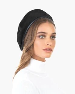 Suede Kate Beret -Ericjavits Shop FW20 12092 KATE SUEDE BLK 4copy