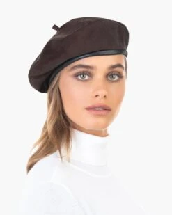 Suede Kate Beret -Ericjavits Shop FW20 12092 SUEDE KATE BROWN 1copy