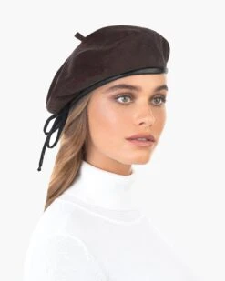 Suede Kate Beret -Ericjavits Shop FW20 12092 SUEDE KATE BROWN 2copy