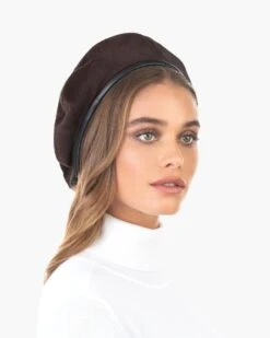 Suede Kate Beret -Ericjavits Shop FW20 12092 SUEDE KATE BROWN 4copy