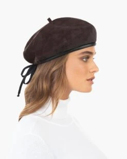 Suede Kate Beret -Ericjavits Shop FW20 12092 SUEDE KATE BROWNcopy