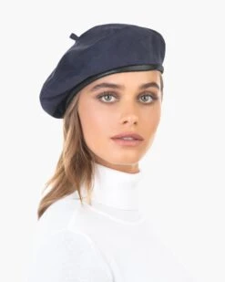 Suede Kate Beret -Ericjavits Shop FW20 12092 SUEDE KATE NAVY 1copy