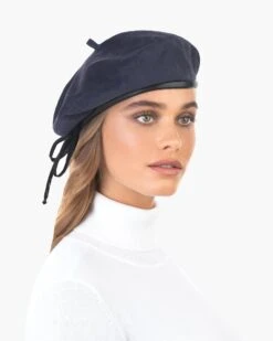 Suede Kate Beret -Ericjavits Shop FW20 12092 SUEDE KATE NAVY 2copy