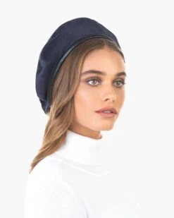 Suede Kate Beret -Ericjavits Shop FW20 12092 SUEDE KATE NAVY 4copy