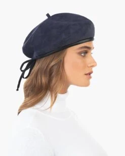 Suede Kate Beret -Ericjavits Shop FW20 12092 SUEDE KATE NAVYcopy