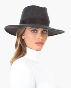Wool Zora Felt Fedora Hat -Ericjavits Shop FW20 12989 WOOL ZORA CHARCOAL 2copy