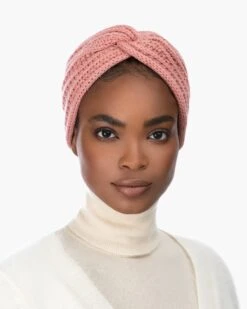 Knit Turban -Ericjavits Shop FW21 13198 TURBAN BLUSH FRONTcopy