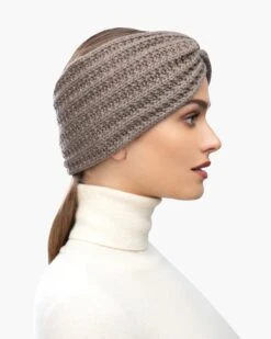 Knit Turban -Ericjavits Shop FW21 13198 TURBAN TAUPE PROFILEcopy