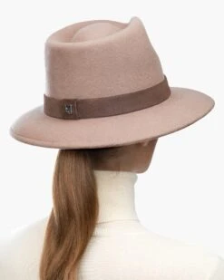 Ms Cool Wool Felt Fedora Hat 24 Ms Cool Wool Felt Fedora Hat -Ericjavits Shop FW21 13335 WOOL MS COOL ALMONDINE BACKcopy