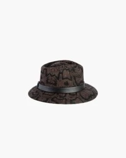 Ms Cool Wool Felt Fedora Hat 35 Ms Cool Wool Felt Fedora Hat -Ericjavits Shop FW21 13335 WOOL MS COOL BLACK PYTHON 1copy