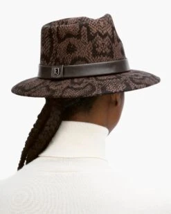 Ms Cool Wool Felt Fedora Hat 33 Ms Cool Wool Felt Fedora Hat -Ericjavits Shop FW21 13335 WOOL MS COOL BLACK PYTHON BACKcopy