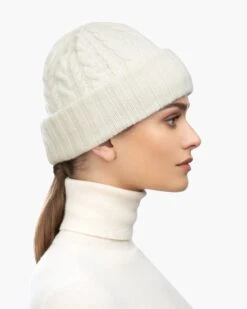 Knit Fisherman Cap -Ericjavits Shop FW21 13599 KNIT FISHERMAN CAP CREAM PROFILEcopy