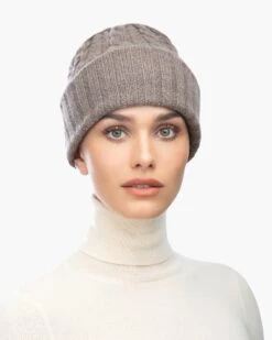 Knit Fisherman Cap -Ericjavits Shop FW21 13599 KNIT FISHERMAN CAP TAUPE FRONTcopy
