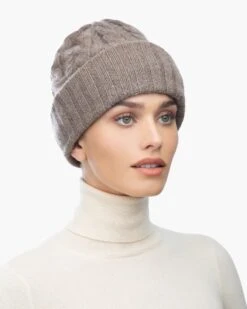 Knit Fisherman Cap -Ericjavits Shop FW21 13599 KNIT FISHERMAN CAP TAUPE LEADcopy