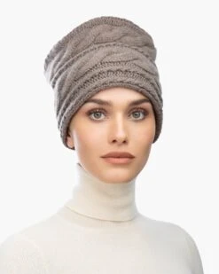 Knit Toque 31 Knit Toque -Ericjavits Shop FW21 13600 KNIT TOQUE TAUPE FRONTcopy