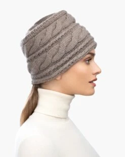 Knit Toque 30 Knit Toque -Ericjavits Shop FW21 13600 KNIT TOQUE TAUPE PROFILEcopy