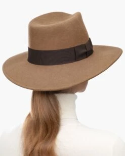 Wool Zora Felt Fedora Hat -Ericjavits Shop FW22 12989 WOOL ZORA CAMEL BROWN BACKcopy