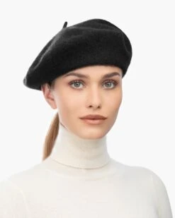 Tanya Beret -Ericjavits Shop FW22 13645 TANYA BERET BLACK FRONTcopy