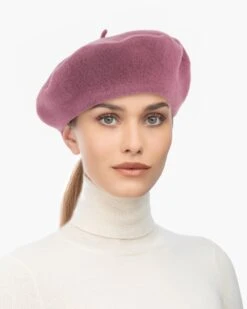 Tanya Beret -Ericjavits Shop FW22 13645 TANYA BERET MAUVE FRONTcopy