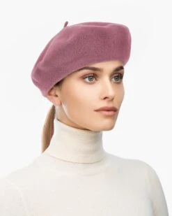 Tanya Beret -Ericjavits Shop FW22 13645 TANYA BERET MAUVE LEADcopy