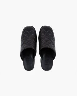 Genevieve Clog Quilted-Shoes -Ericjavits Shop FW22 60005 GENEVIEVE BLACK QUILTED LEATHER PAIRcopy