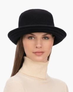 Wool Bucket -Ericjavits Shop FW23 13049 WOOL BUCKET BLK FNT BRM UP ALL RNDcopy