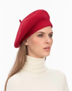 Tanya Beret -Ericjavits Shop FW23 13645 TANYA BERET RED 3 4 PULD 2 SIDE