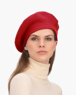 Tanya Beret -Ericjavits Shop FW23 13645 TANYA BERET RED FNT sm