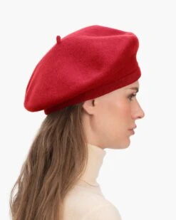 Tanya Beret -Ericjavits Shop FW23 13645 TANYA BERET RED SIDE sm