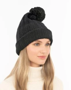 Beanie W/ Pom Pom 31 Beanie W/ Pom Pom -Ericjavits Shop FW24 12130 BEANIE W POM POM BLACK 3 4