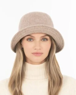 Wool Bucket -Ericjavits Shop FW24 13049 WOOL BUCKET LT TAUPE FNT BRIM UP