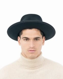 Tyler Fedora Hat For Men 24 Tyler Fedora Hat For Men -Ericjavits Shop FW24 32045 TYLER BLK FNT BACK ON HEAD