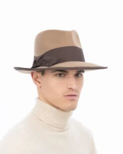 Tyler Fedora Hat For Men 36 Tyler Fedora Hat For Men -Ericjavits Shop FW24 32045 TYLER CAMEL 3 4