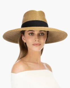 Daphne Fedora Hat -Ericjavits Shop SS22 13801 DAPHNE NATURAL BLACK FRONTcopy 41fb08d7 f5f5 466d 8e00 ad1fa556ce79