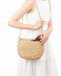 Chain Pouch Raffia -Ericjavits Shop SS24 23389 CHAIN POUCH RAFFIA PNT BACK W SNGLS