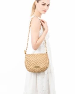 Chain Pouch Raffia -Ericjavits Shop SS24 23389 CHAIN POUCH RAFFIA PNT LNG SLDR