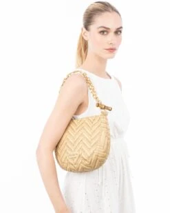 Chain Pouch Raffia -Ericjavits Shop SS24 23389 CHAIN POUCH RAFFIA PNT SLDR