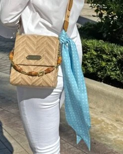 Twilly Scarf Tencel -Ericjavits Shop SS24 PALM BEACH TWILLY SCARF AQUA TIED ON BAG 2686d50e 2bca 4a50 b38e 5902debf7cf7