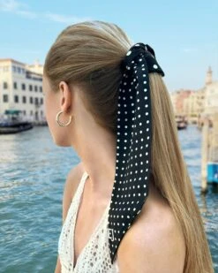 Twilly Scarf Tencel -Ericjavits Shop SS24 PALM BEACH TWILLY SCARF BLK PONYTAIL 6994c6f9 c4c9 452d a078 24030bc7b2ad