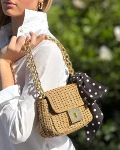 Twilly Scarf Tencel -Ericjavits Shop SS24 PALM BEACH TWILLY SCARF BLK TIED ON BAG 2d24f8c7 5dac 4197 9bbd 17ac0ee1c31c