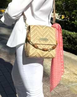 Portofino -Ericjavits Shop SS24 PALM BEACH TWILLY SCARF PINK TIED ON BAG