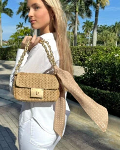 Twilly Scarf Tencel -Ericjavits Shop SS24 PALM BEACH TWILLY SCARF PNT TIED ON BAG e27090c4 234e 454c b12f 6f3a1ad888d5