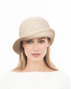 Squishee Pith -Ericjavits Shop SS25 12054 SQUISHEE PITH WHITE MIX FRONT BRIM UP ONE SIDE