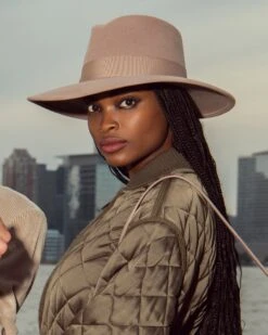 Wool Zora Felt Fedora Hat -Ericjavits Shop WOOL ZORA ALMONDINE