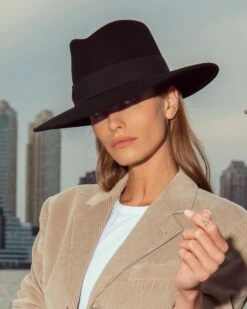Wool Zora Felt Fedora Hat -Ericjavits Shop WOOL ZORA BLK
